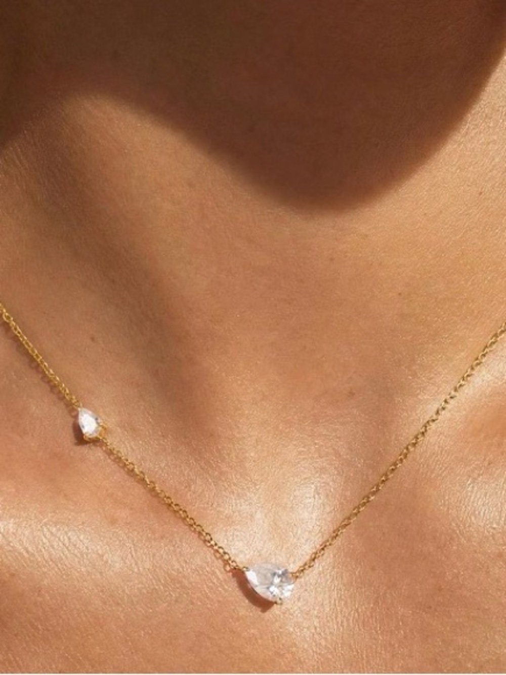 Moissanite 2 Stone Gold Plated S925 Necklace